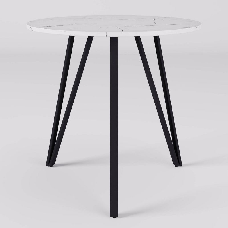 Ezra Contemporary Round Dining Table with Marble & Wood Finish