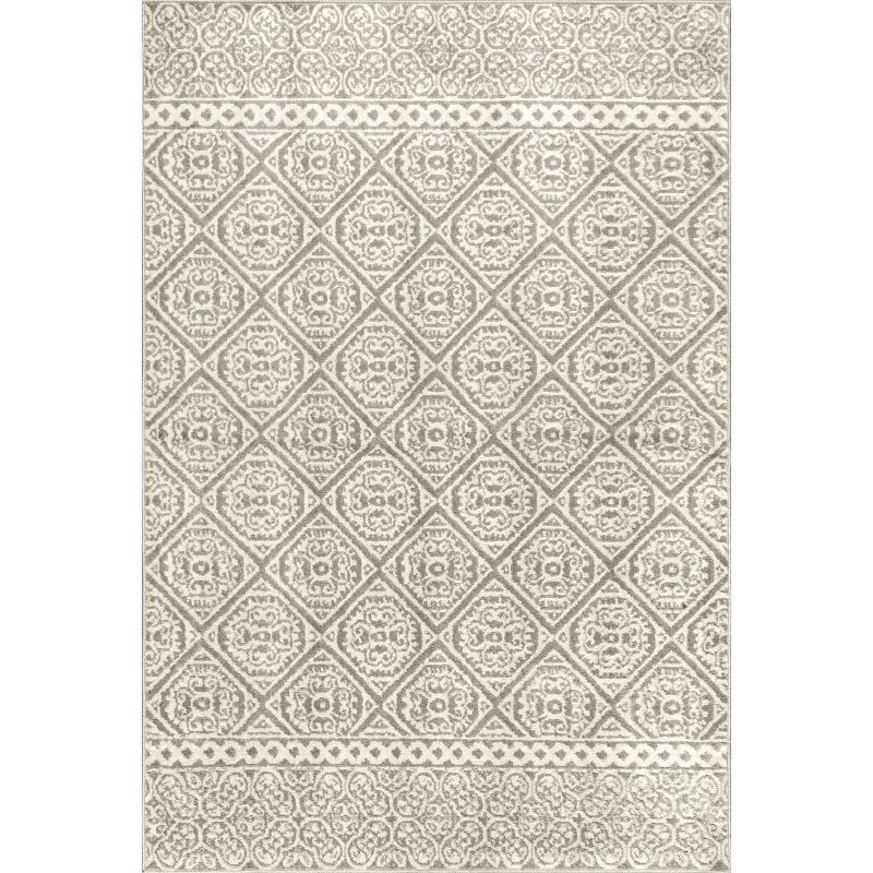 Gray Geometric Synthetic 8' x 10' Area Rug