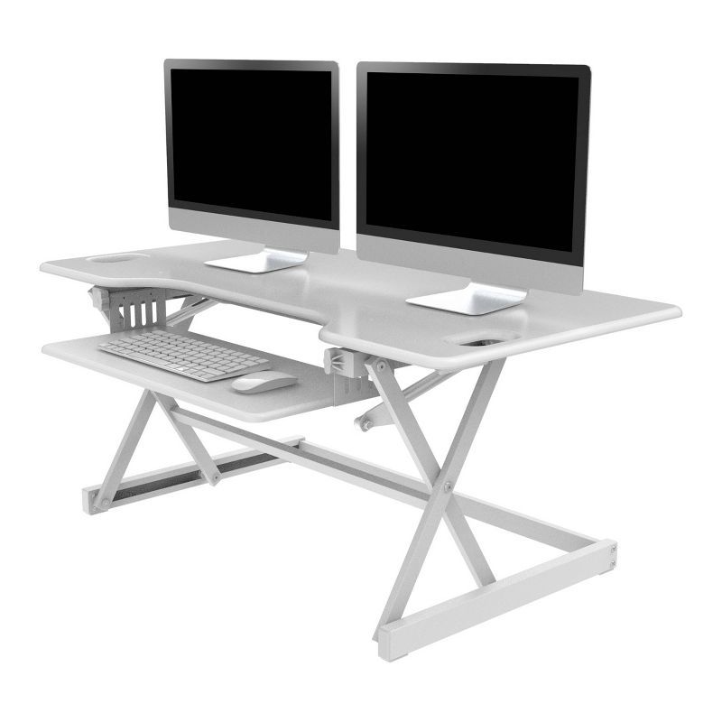 Ergonomic White 46" Triple Monitor Enhanced Standing Desk Converter