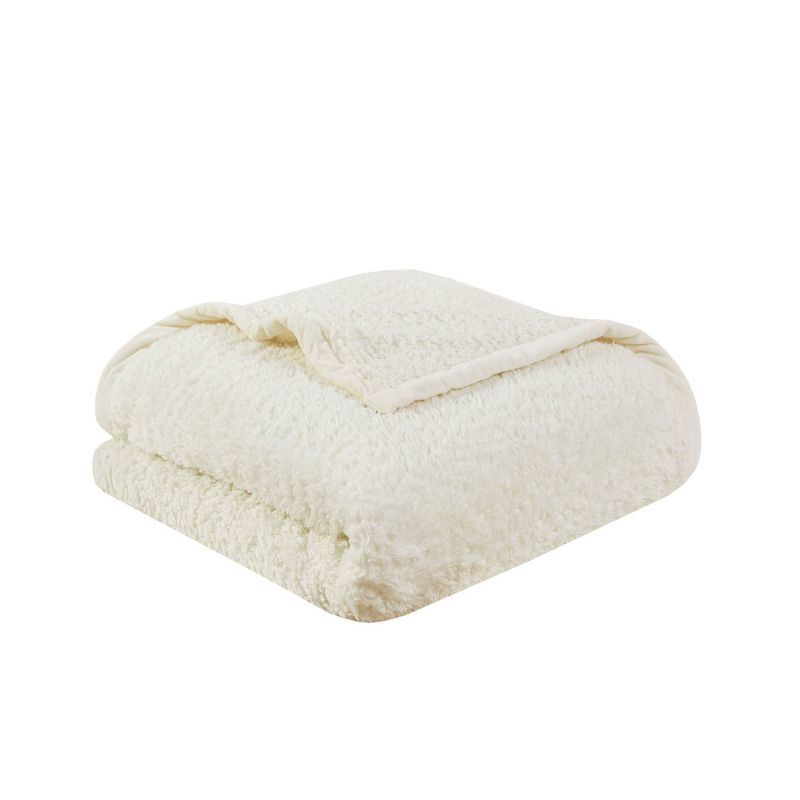 Full Ivory Fleece Reversible Bed Blanket