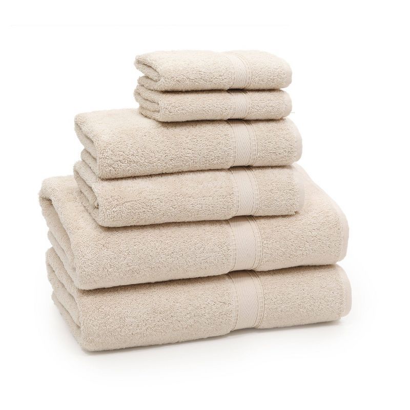 6-Piece Beige Turkish Cotton Bath Towel Set