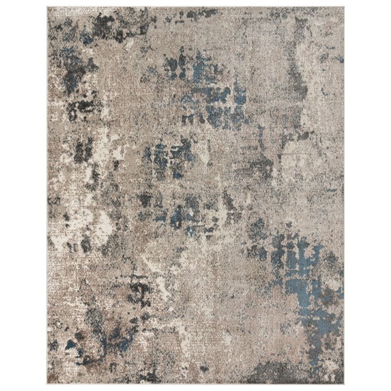 Blue and Beige Tufted Rectangular 5' x 7' Synthetic Area Rug