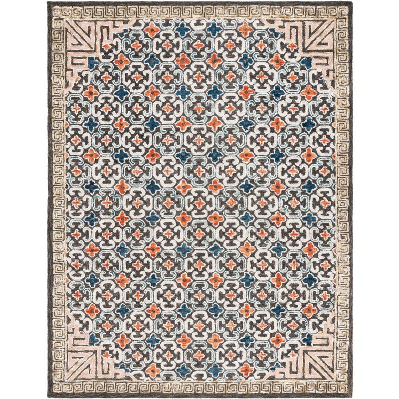 Handmade Tufted Geometric Wool-Viscose Blend Rug 9' x 12' - Blue