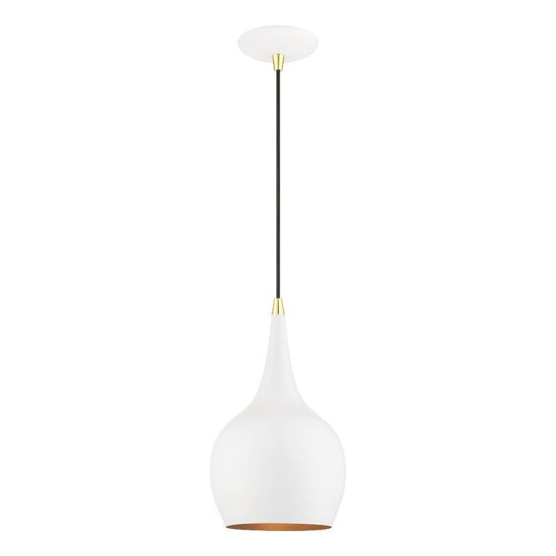 Andes Mini Pendant in Shiny White with Polished Brass Accents