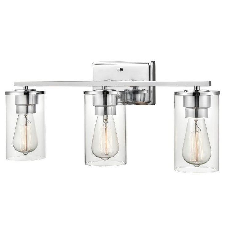 Verlana Chrome Cylinder 3-Light Outdoor Vanity Fixture