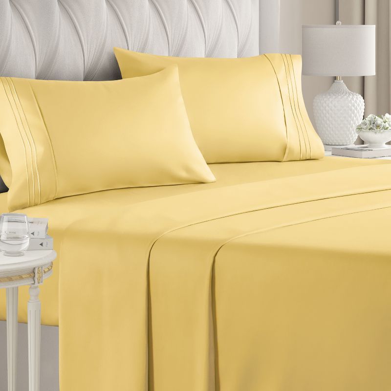 Queen Yellow Microfiber Deep Pocket Bed Sheet Set