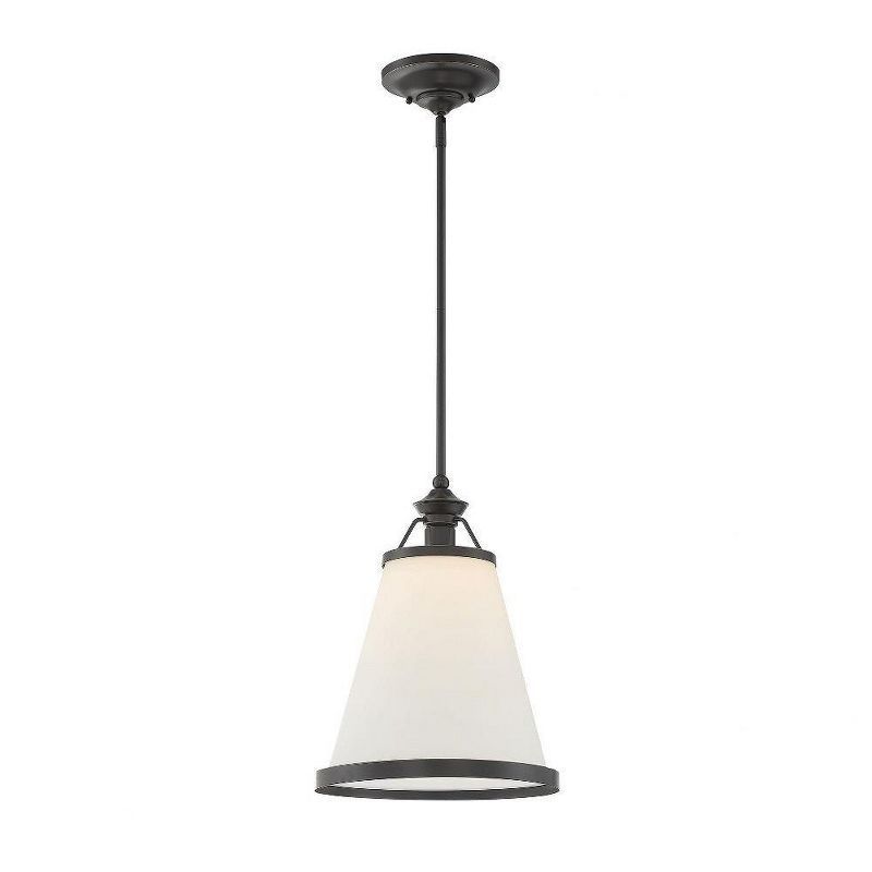 Classic Bronze Mini Pendant with White Opal Glass Shade