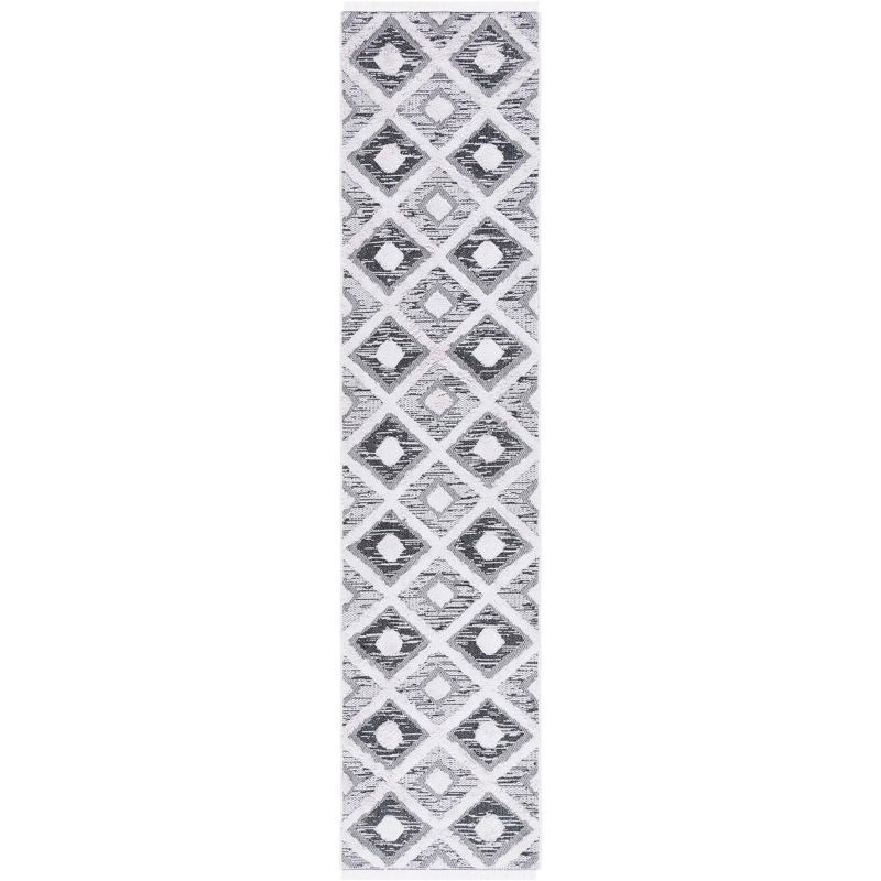 Augustine Black and Ivory Flat Woven Runner Rug