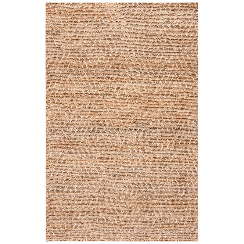 Natural Ivory Hand-Knotted Wool Geometric Area Rug