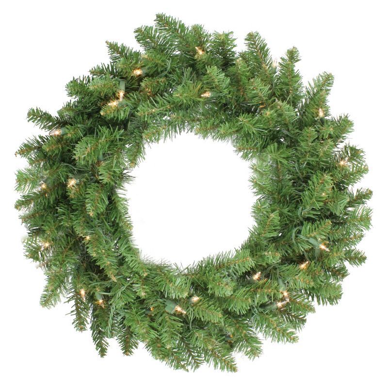 24" Prelit Eastern Pine Artificial Christmas Wreath with Clear Lights