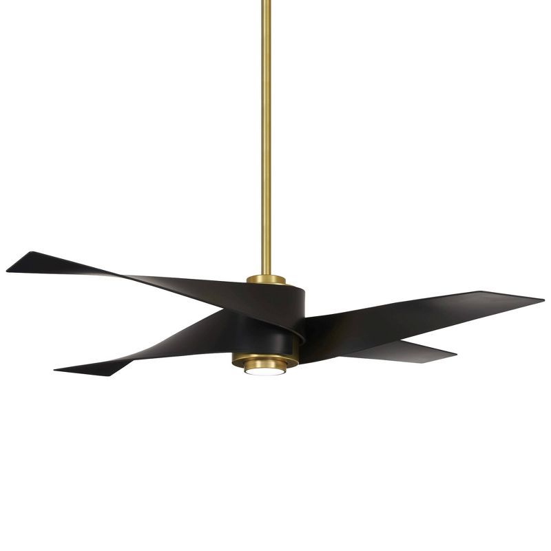 64" Soft Brass and Matte Black Ceiling Fan with LED Light and Remote