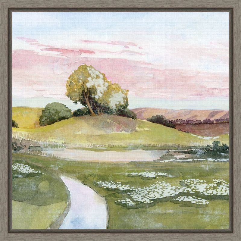 Grace Popp Pink and Green Landscape Canvas Print, 16 x 16 inches