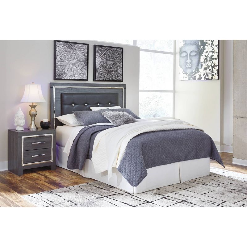 Gray Queen Upholstered Tufted Headboard with LED Lights