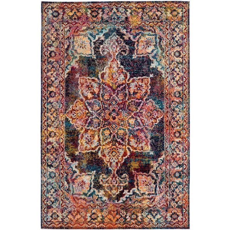 Aurora Borealis Light Blue Synthetic 4' Round Area Rug