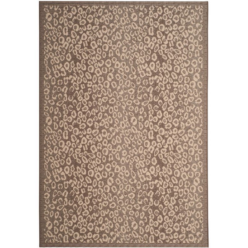 Dark Beige and Beige Rectangular Synthetic Indoor/Outdoor Rug