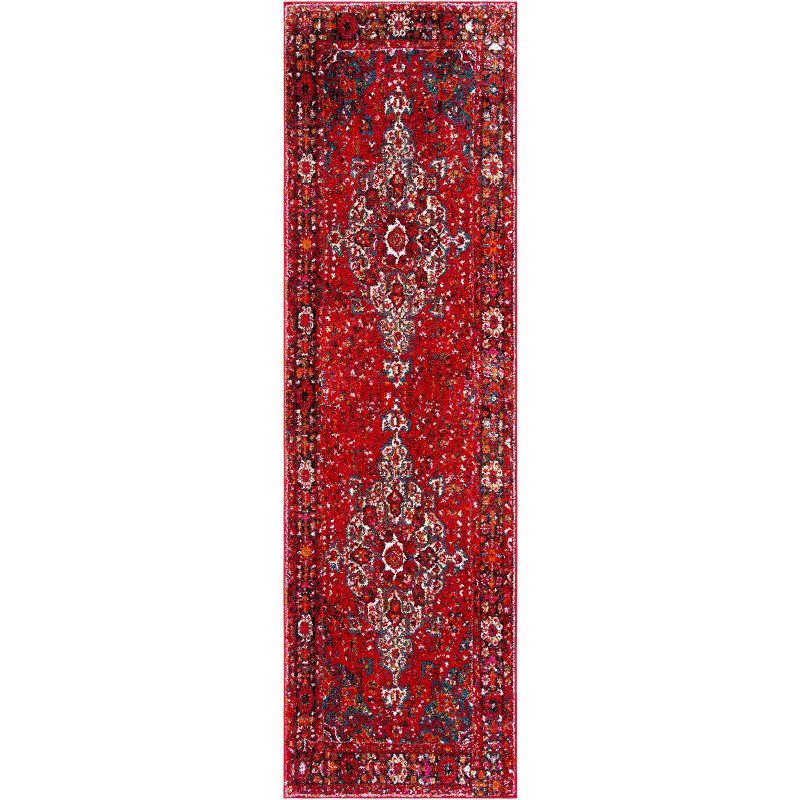 Antique Patina Red Synthetic 26" Non-Slip Area Rug