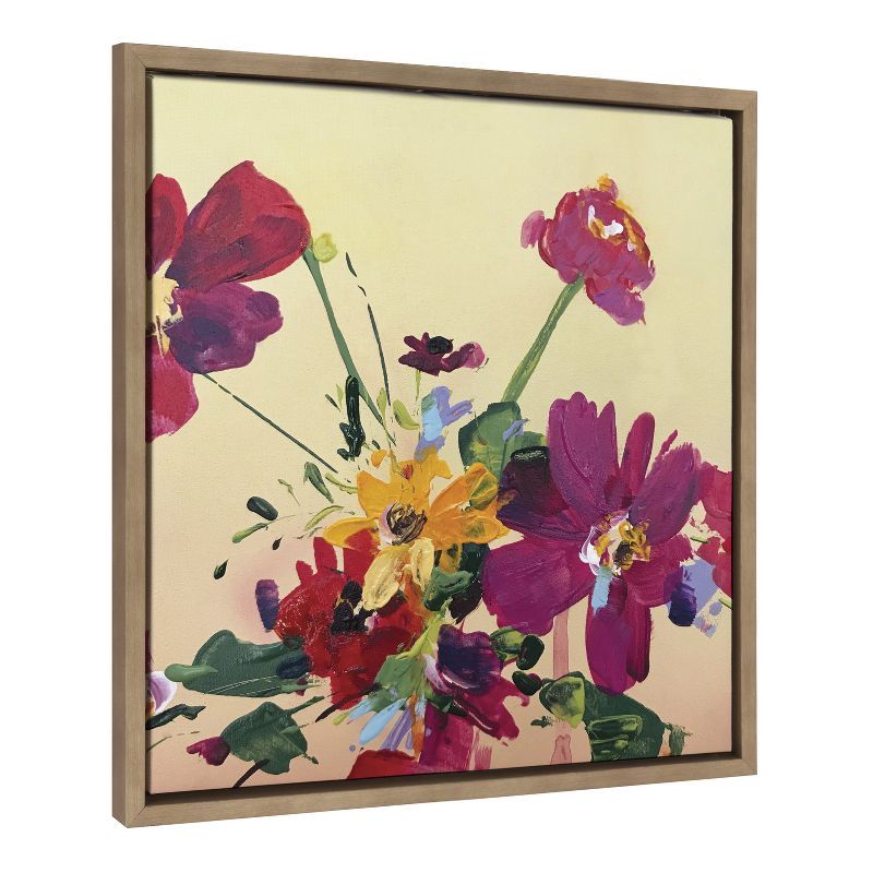 Emma Daisy 22x22 Gold Framed Floral Canvas Print