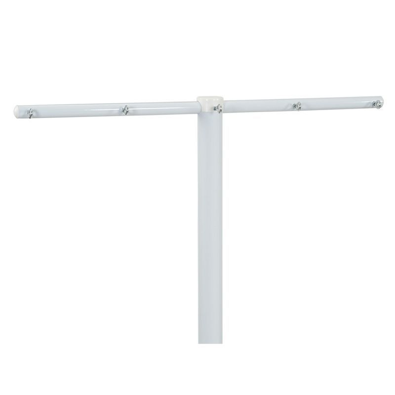 White Powder-Coated Steel T-Post Clothesline Pole with Plastic End Caps