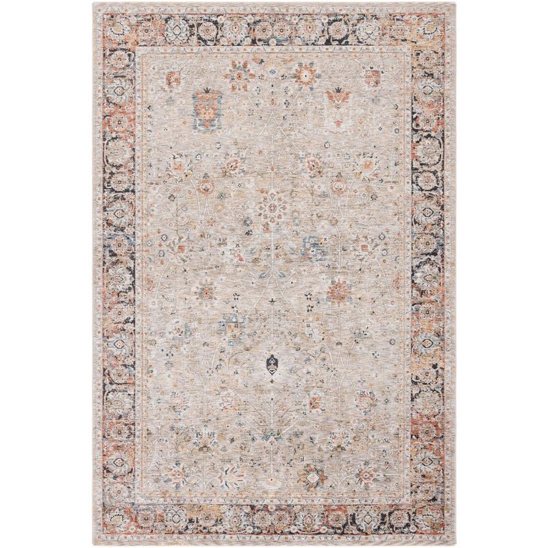 Beige and Rust Synthetic Hand-knotted Area Rug