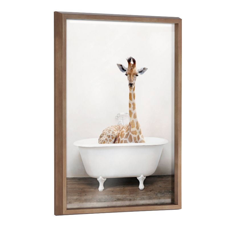 Blake Giraffe in Tub Framed Glass Wall Art