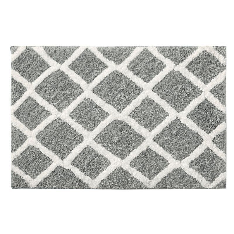 Modern Reversible Tufted Microfiber Bath Rug in Grey