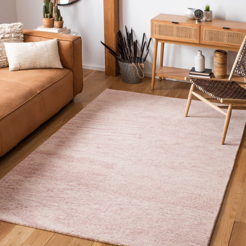 Pink and Ivory Round Hand-Tufted Wool Rug