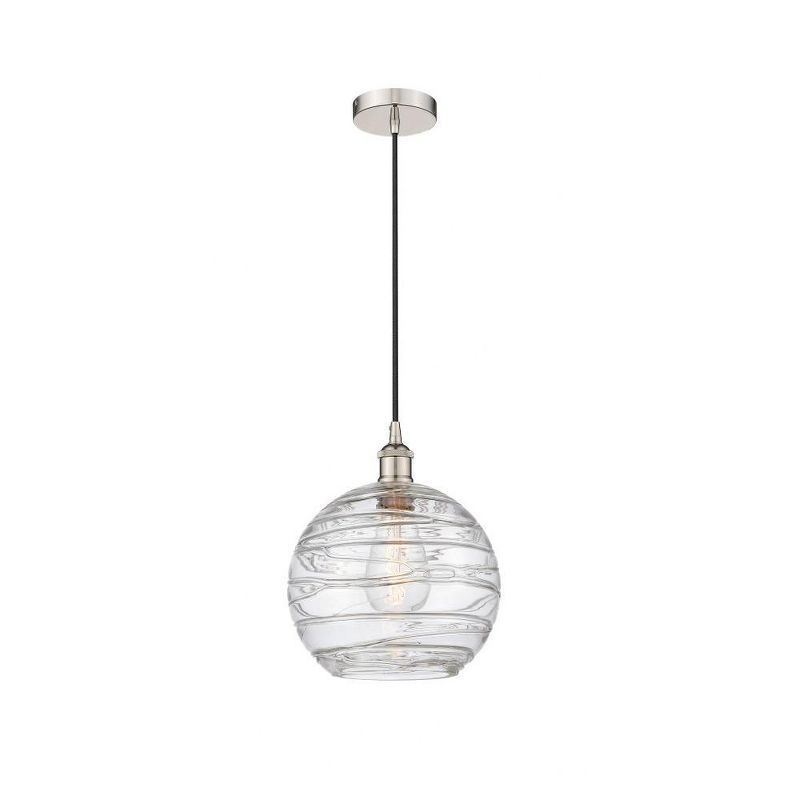 Athens Deco Swirl 13" Polished Nickel Mini Pendant Light