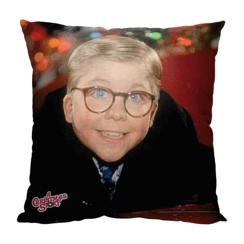 Christmas Story Red and Black Polyester Square Throw Pillow 18x18 Inches