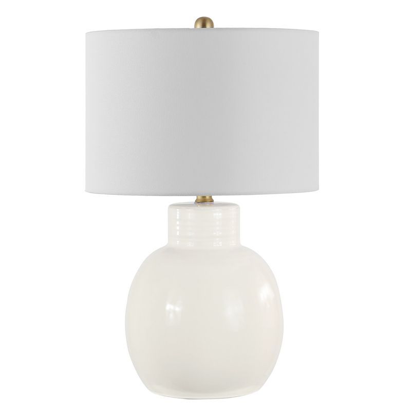 Syra 24" Ivory Ceramic Table Lamp with White Drum Shade