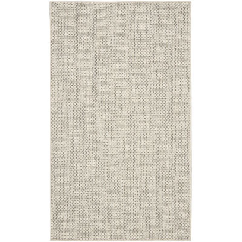 Ivory Silver Geometric Flat Woven Indoor/Outdoor Rug 3' x 5'