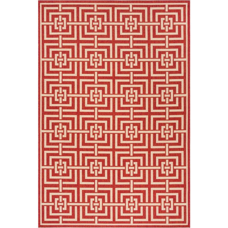 Beach House Red Rectangular Synthetic Non-slip Area Rug 79"