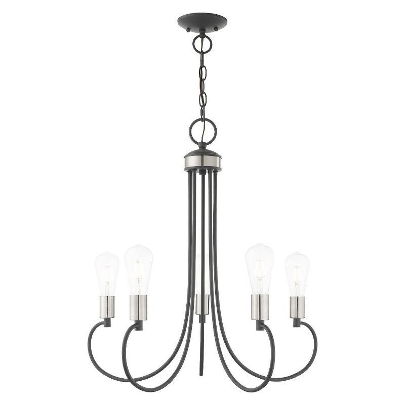 Mini Bari 5-Light Scandinavian Gray Crystal Candle Chandelier