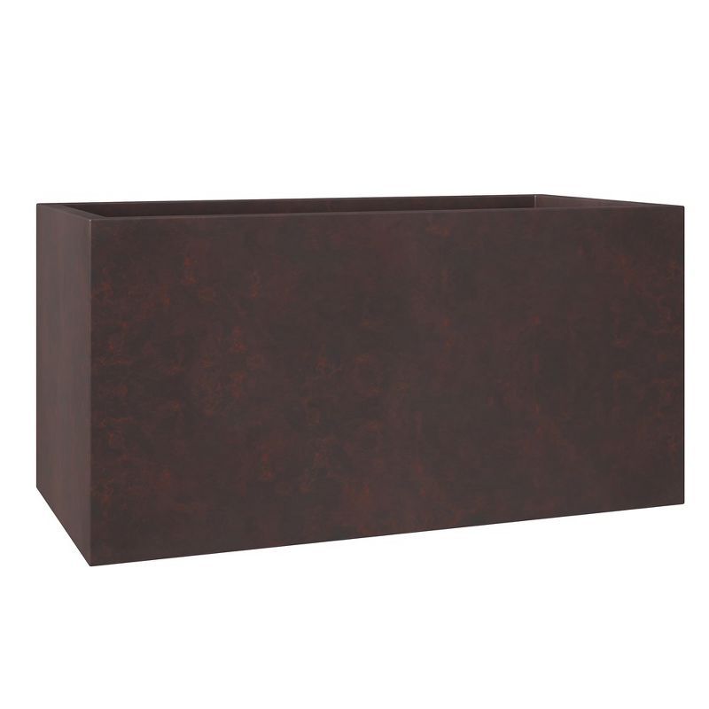 Extra Large Rectangular Brown Fiberstone Planter with Drainage Holes