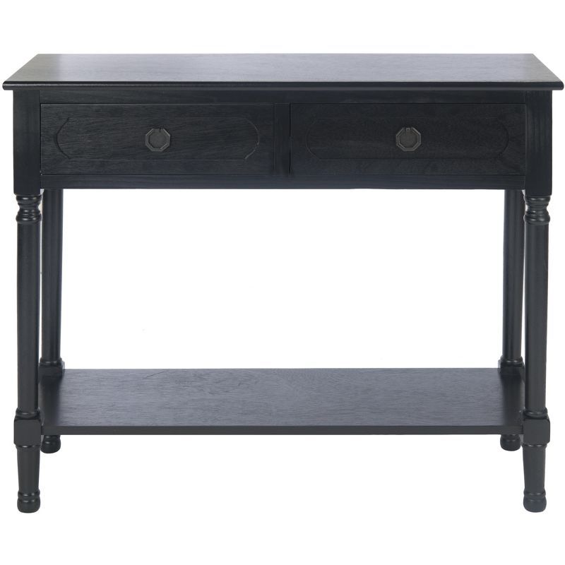 Allura Black Wood and Metal Console Table with Storage