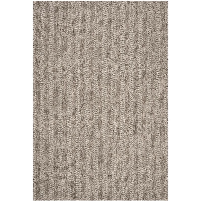 Gray and Ivory Hand-Knotted Wool Striped 4' x 6' Rug