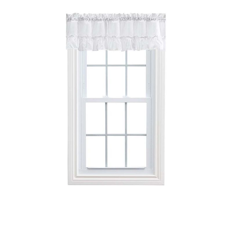 White Textured Fabric Rod Pocket Ruffled Valance 54" x 13"