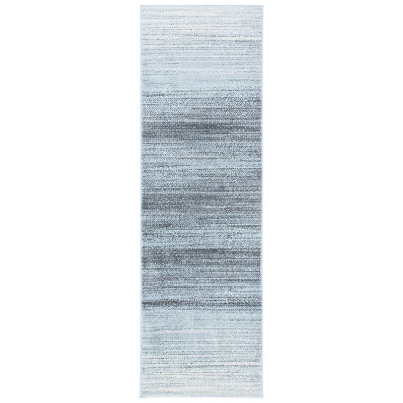 Adirondack Grey and Light Grey Synthetic Runner Rug