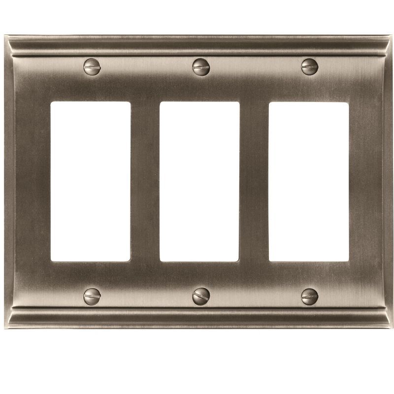 Satin Nickel 3 Rocker Decorative Light Switch Wall Plate