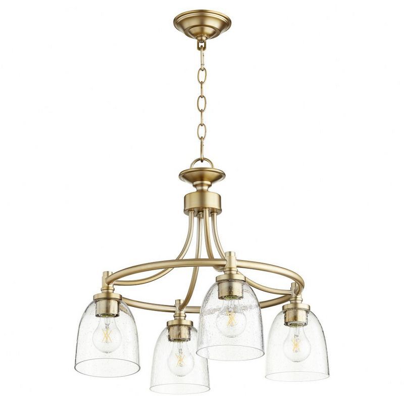 Rossington Petite 4-Light Aged Brass Mini Chandelier with Clear Seeded Glass