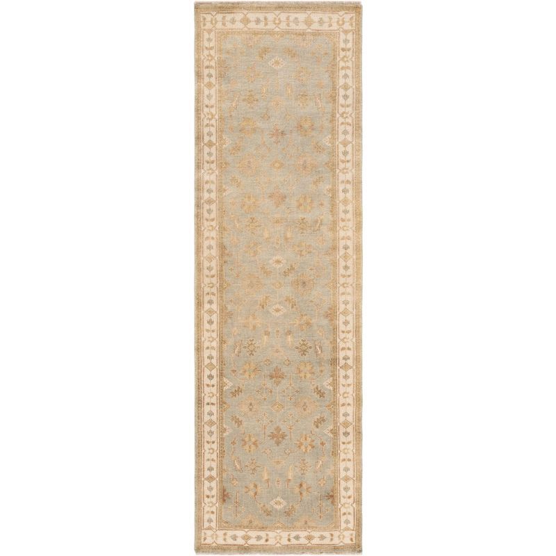 Hand-Knotted Ivory Oushak Wool Runner Rug - 3' x 10'