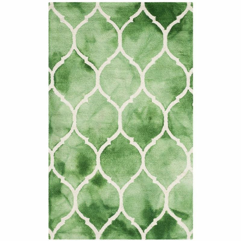 Hand-Tufted Green and Ivory Wool 4' x 6' Rectangular Area Rug