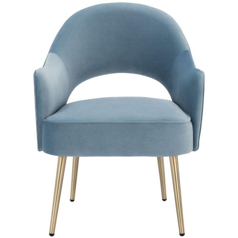 Light Blue Velvet Accent Chair with Gold Legs