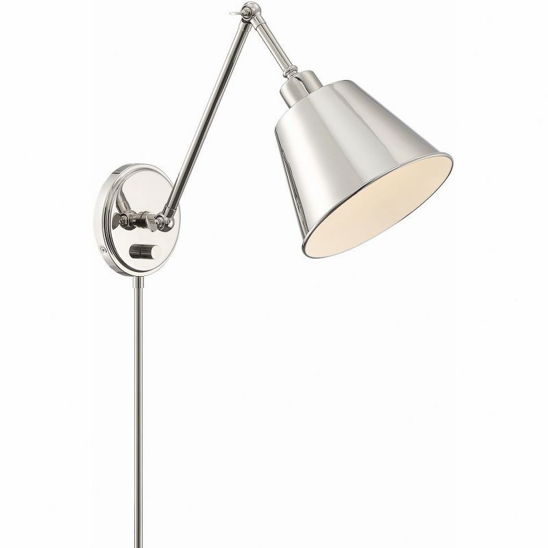 Mitchell Polished Nickel 1-Light Adjustable Sconce with Steel Shade