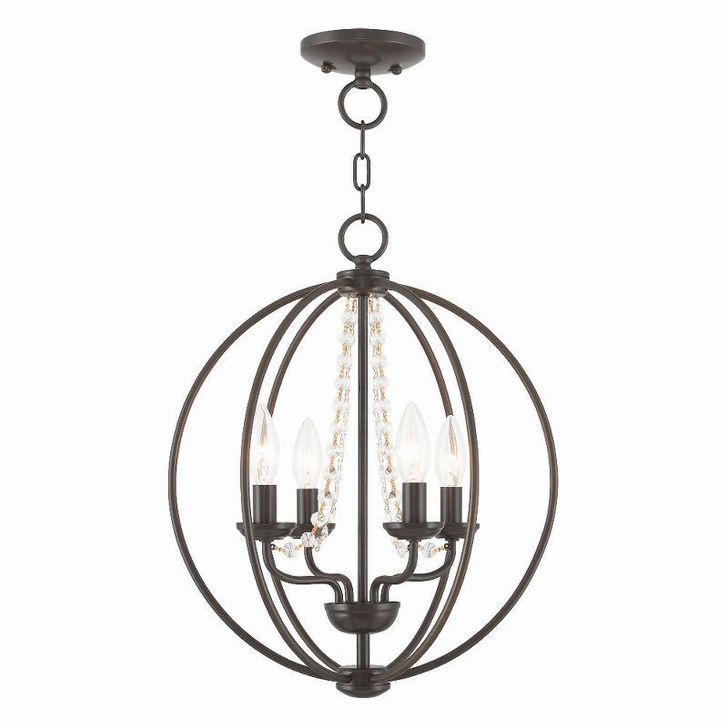 Arabella English Bronze 4-Light Mini Chandelier with Crystals