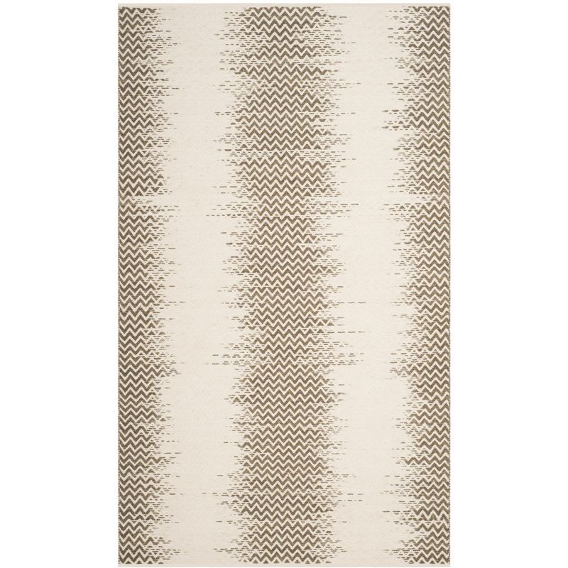 Handmade Brown and Ivory Wool Cotton Reversible Area Rug