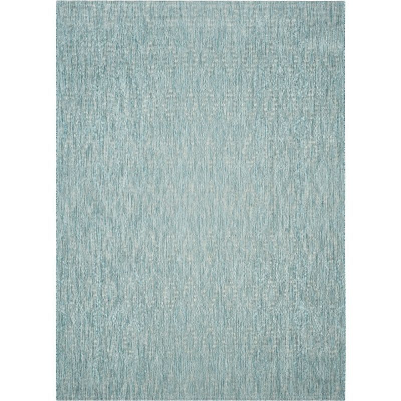 Aqua Blue Synthetic Flat Woven 8' x 10' Reversible Rug