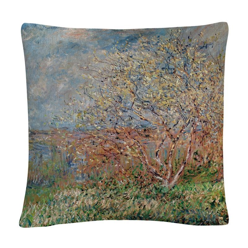 Claude Monet Spring Landscape 16" Square Polyester Throw Pillow