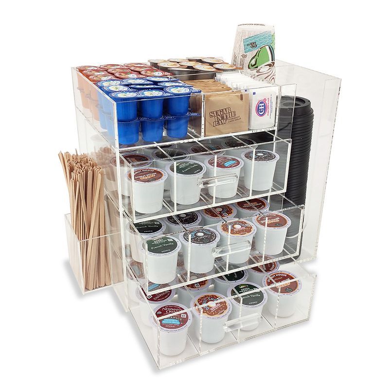 Clear Acrylic Coffee Station with Drawers for K-Cup Pods