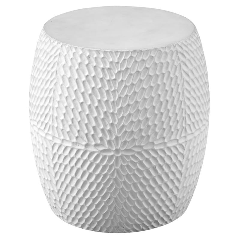 Lily White Round Carved Concrete Accent Table