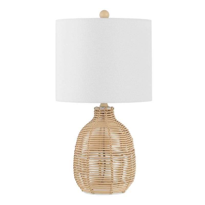 Light Natural Rattan Table Lamp with White Cotton Shade